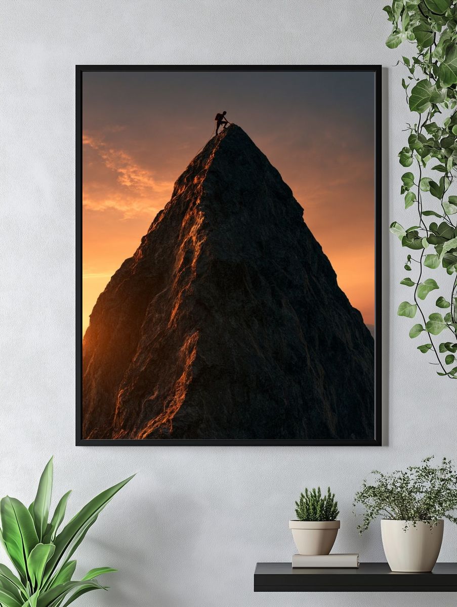 Alpine Climber at Sunset Photography Poster. — room view 4
