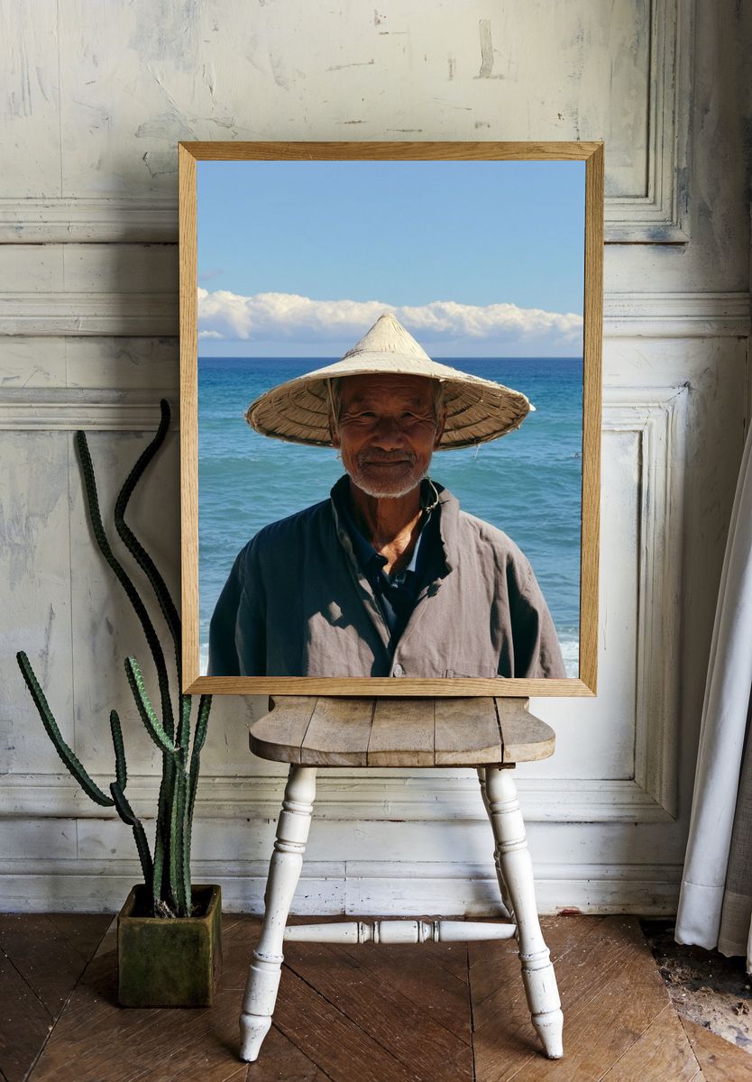 Fisherman by the Sea Photography Poster. — room view 1
