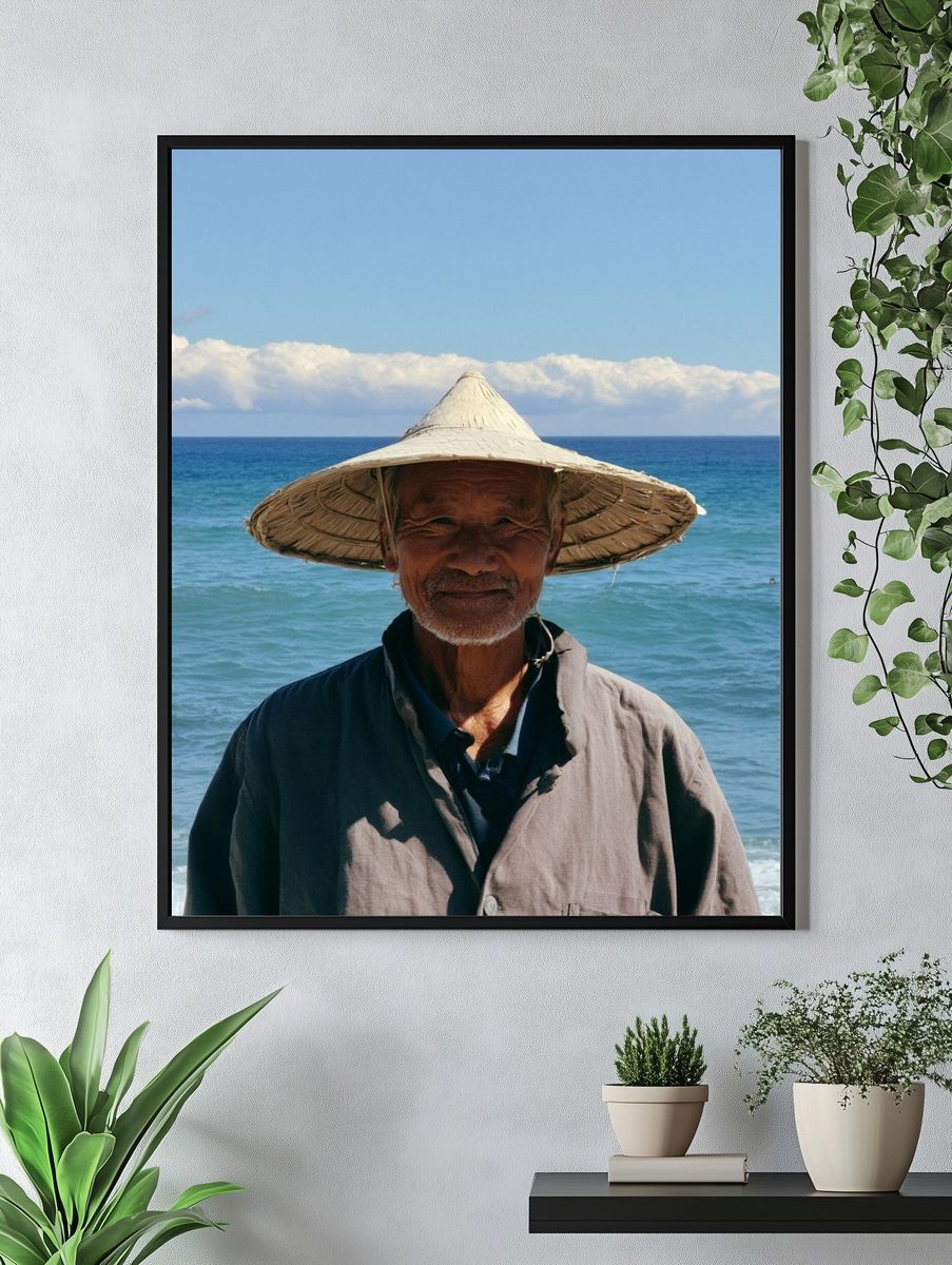 Fisherman by the Sea Photography Poster. — room view 4