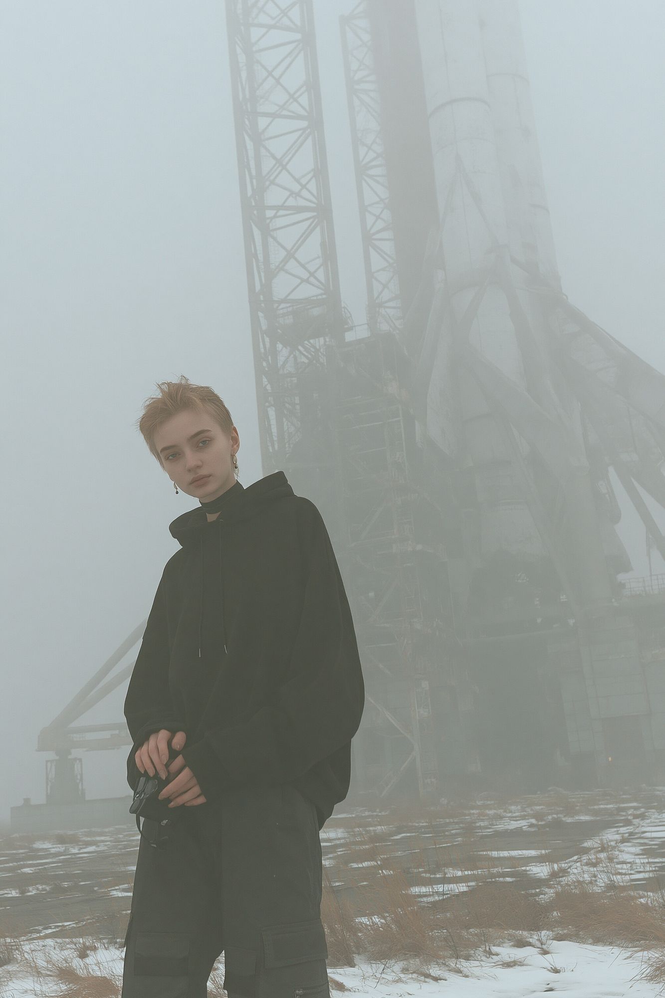 Foggy Industrial Portrait Poster. poster — photography art
