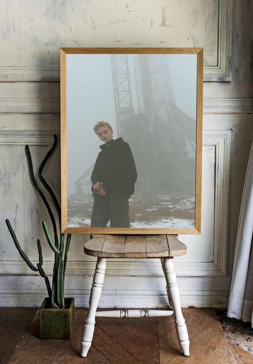Foggy Industrial Portrait Poster. — room view 1