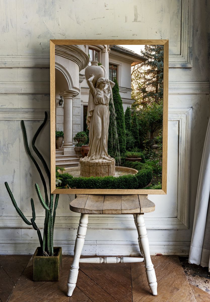 Classical Garden Fountain Photography Poster. room preview