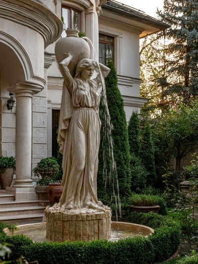 Classical Garden Fountain Photography Poster.