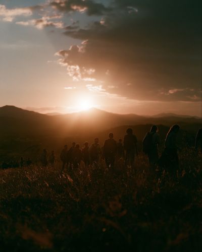 Sunset Hikers Photography Poster.