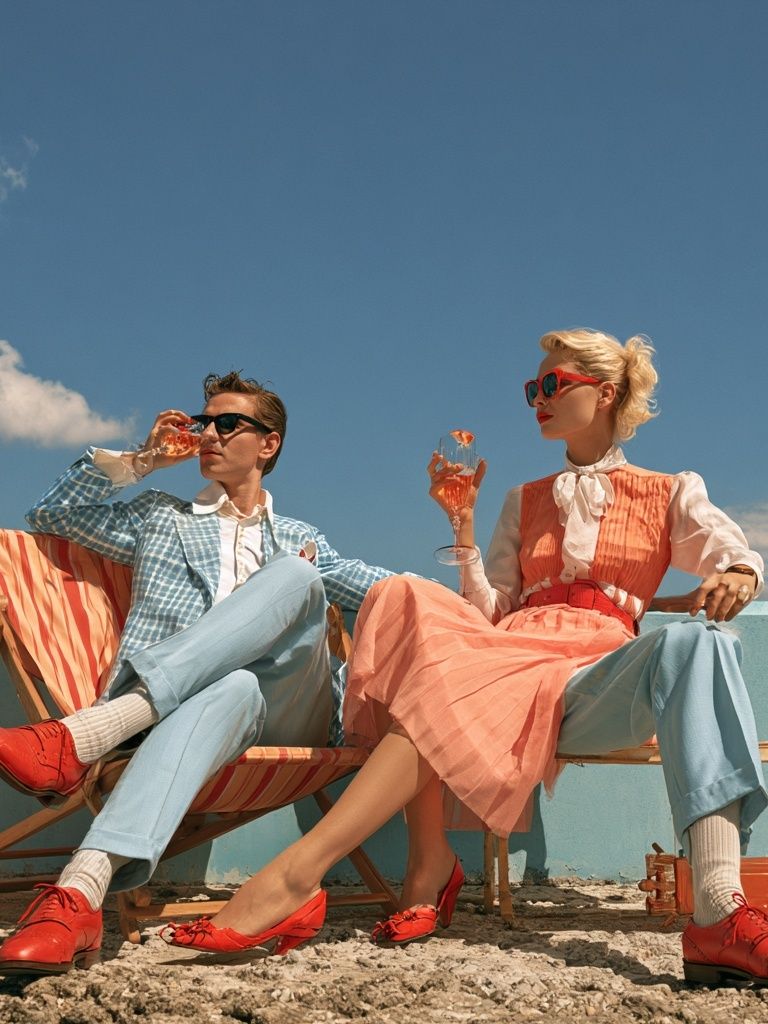 Retro Rooftop Couple Photography Poster. poster detail