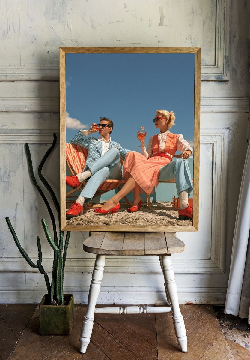 Retro Rooftop Couple Photography Poster. — room view 1