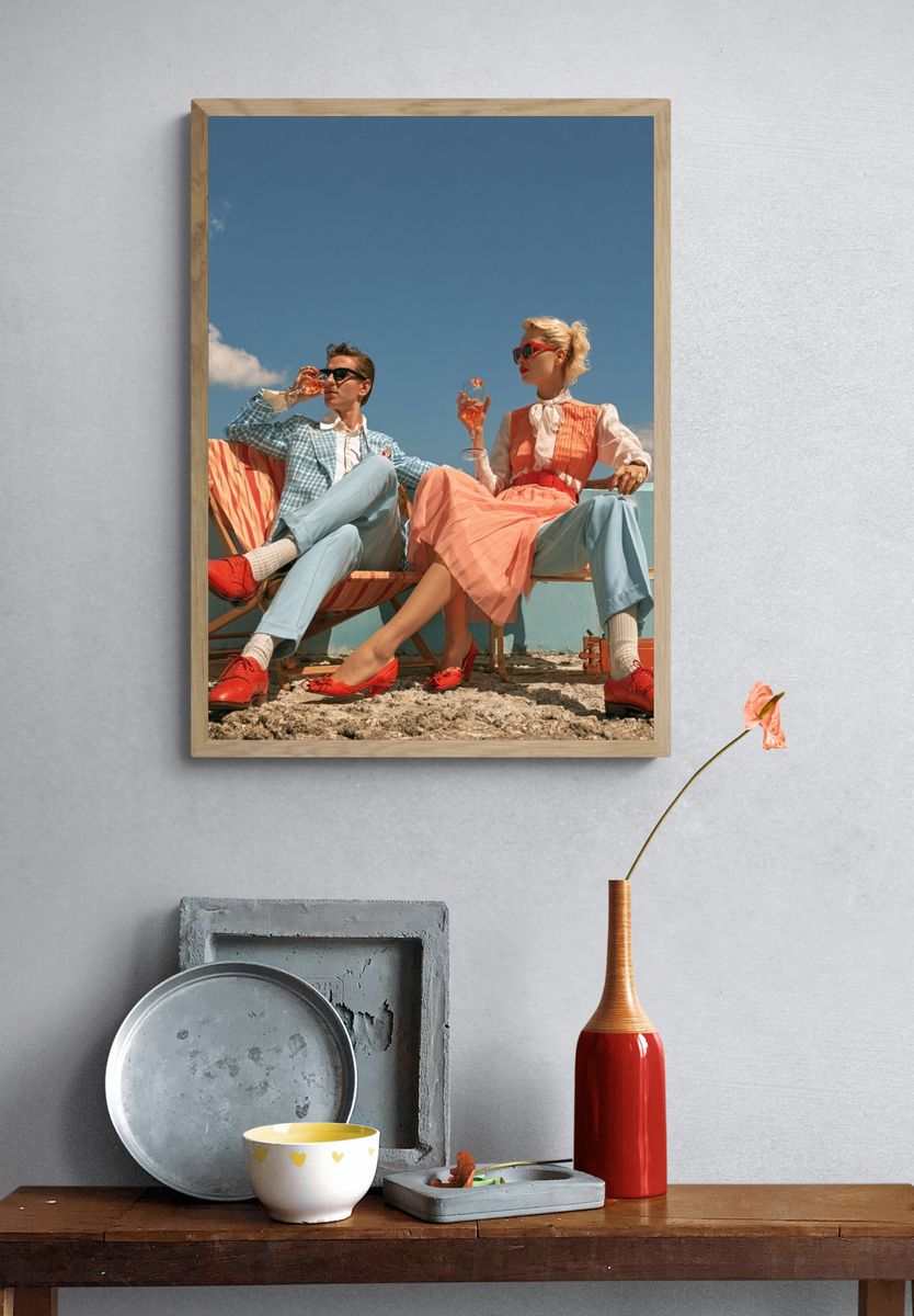 Retro Rooftop Couple Photography Poster. — room view 3