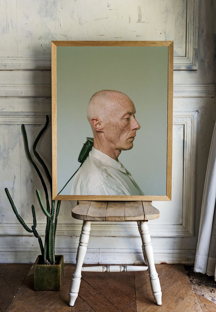 Bald Profile Portrait Print. — room view 1