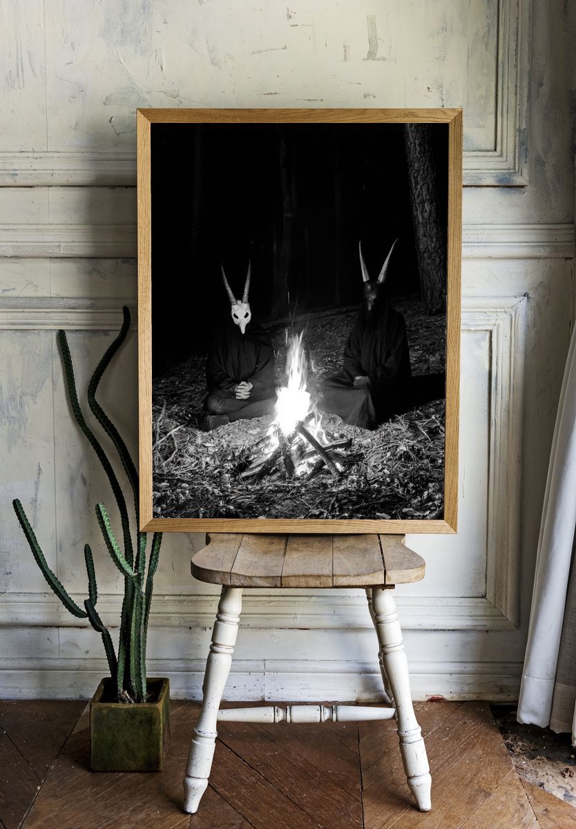 Horned Figures by Campfire Poster. — room view 1