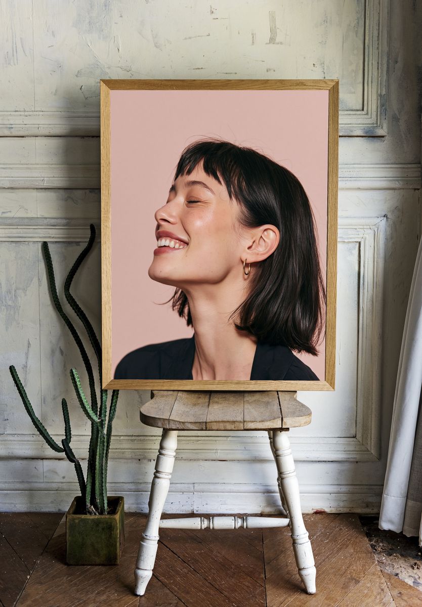 Smiling Woman Portrait Print. room preview
