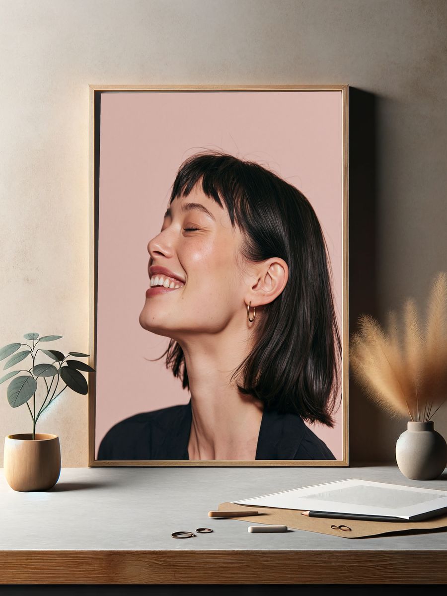Smiling Woman Portrait Print. — room view 2