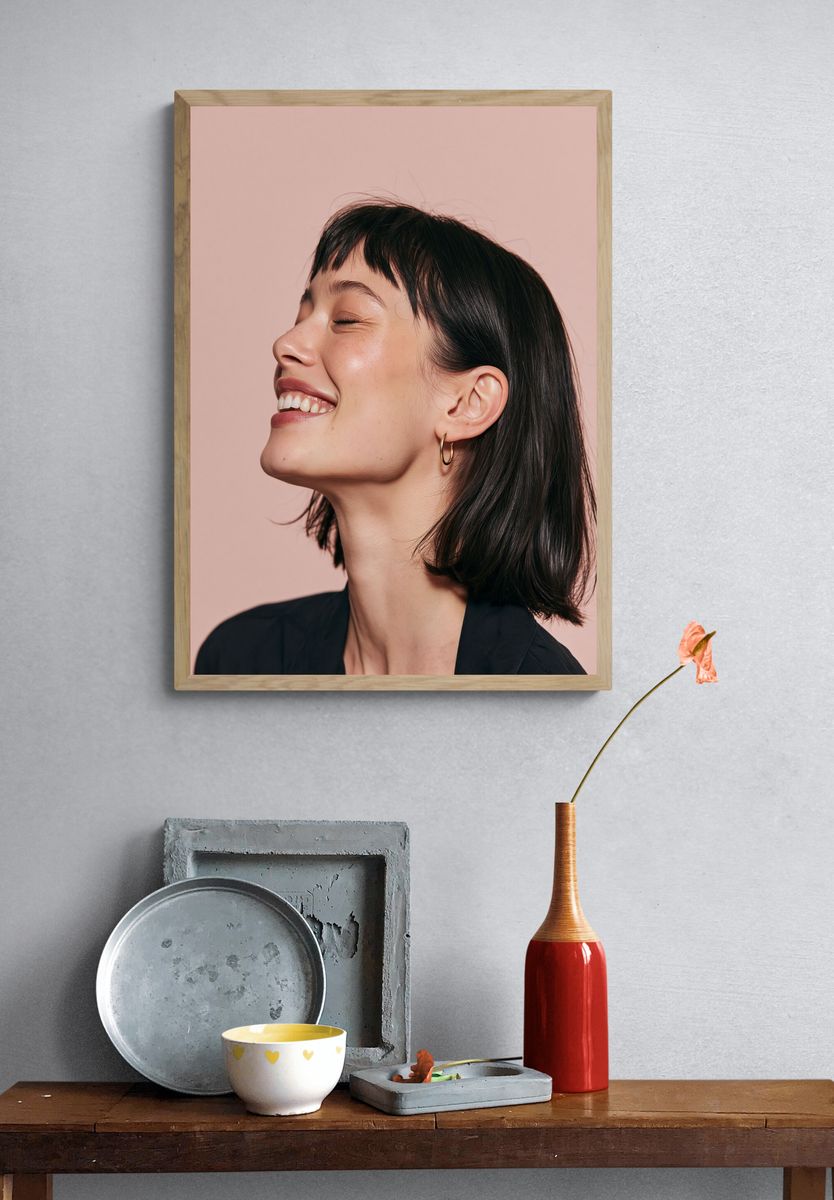 Smiling Woman Portrait Print. — room view 3