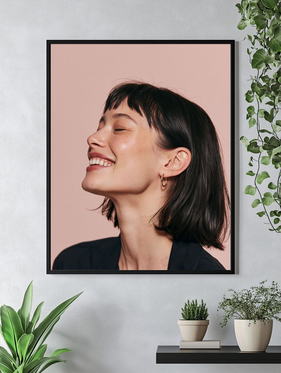 Smiling Woman Portrait Print. — room view 4