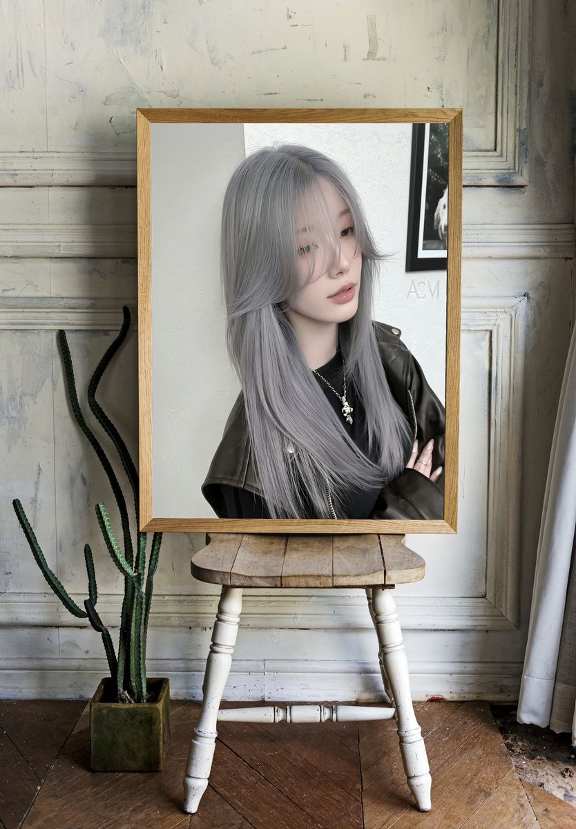 Silver Hair Portrait Photography Poster. — room view 1