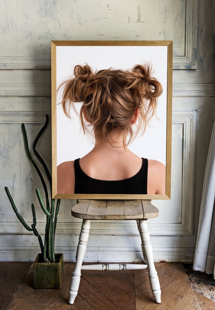 Messy Bun Portrait Photography Poster. — room view 1