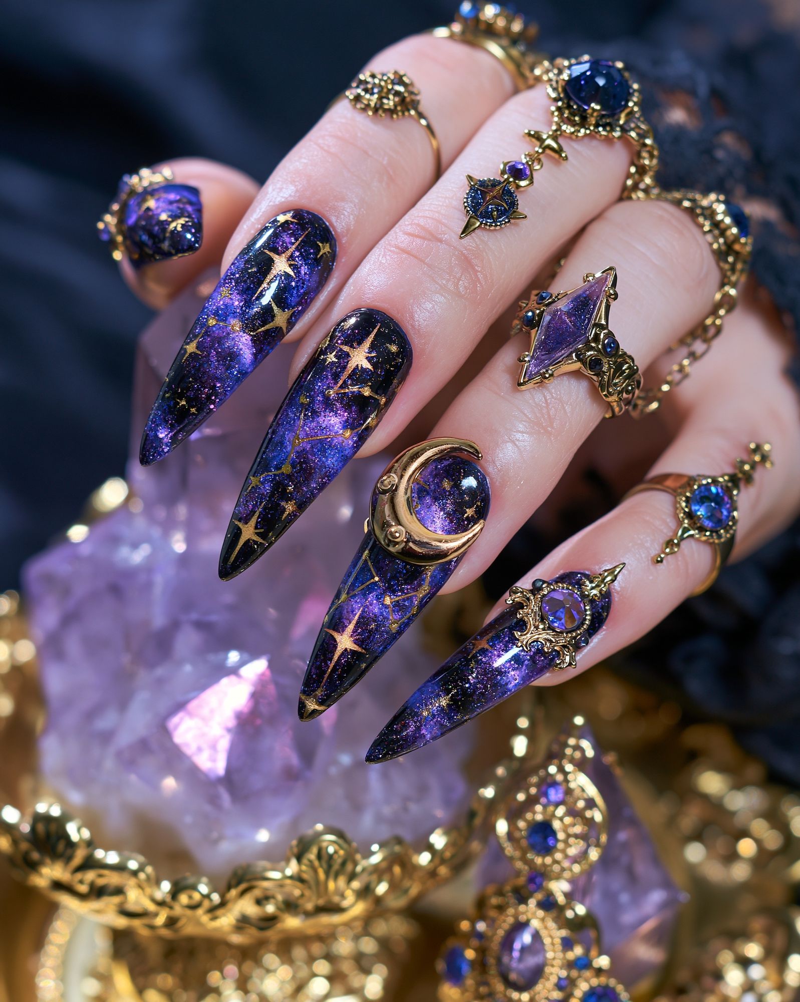 Celestial Nail Art Photography Poster. poster detail