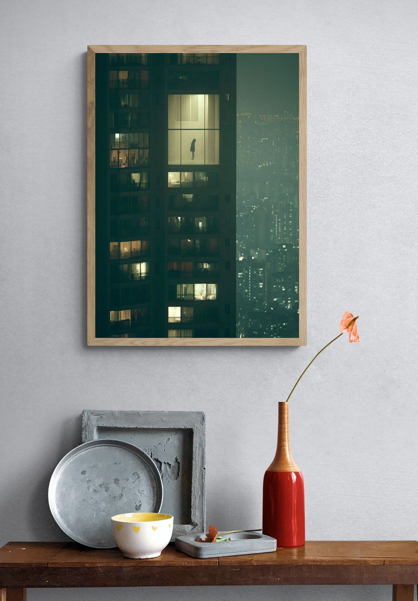 Night City Apartment Window Poster. — room view 3