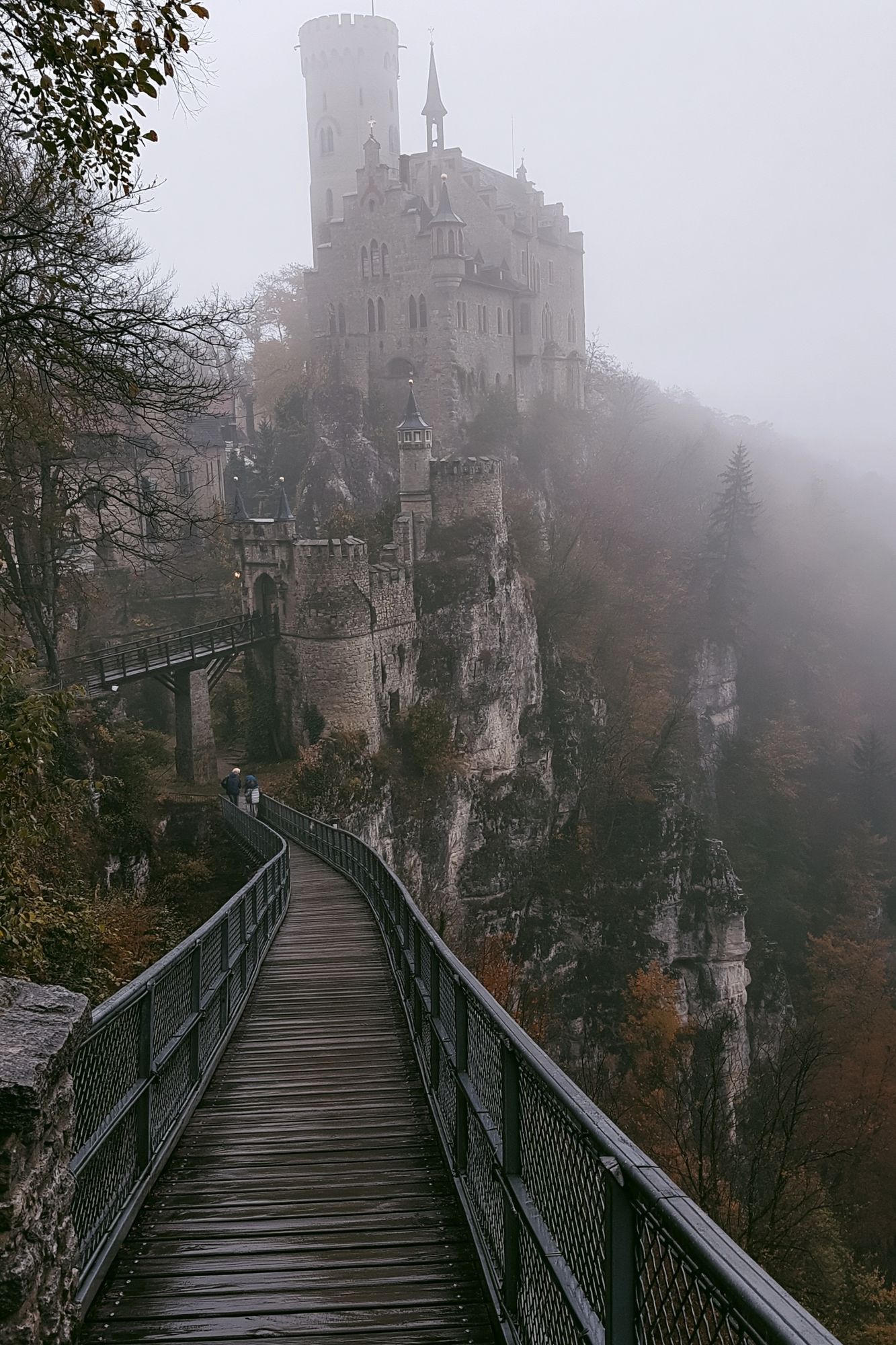 Foggy Castle Bridge Photography Poster. poster detail