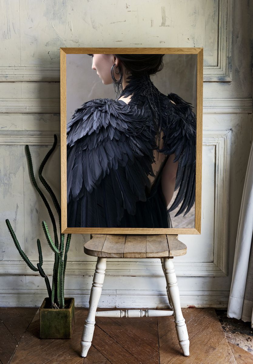 Black Feather Fashion Portrait Poster. room preview