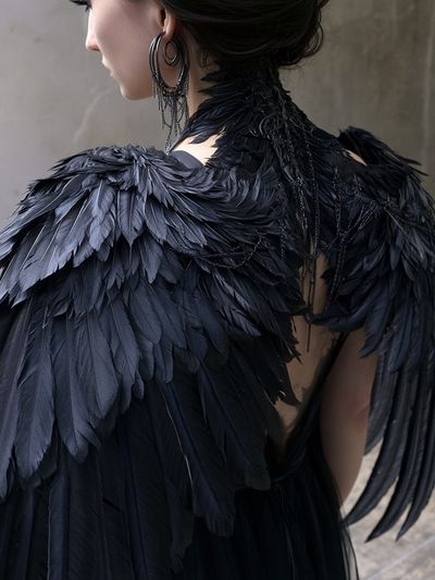 Black Feather Fashion Portrait Poster. poster