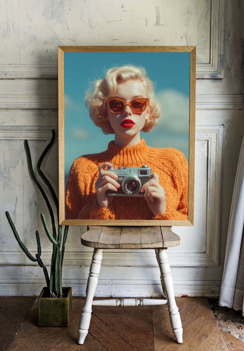 Retro Camera Portrait Photography Poster. — room view 1