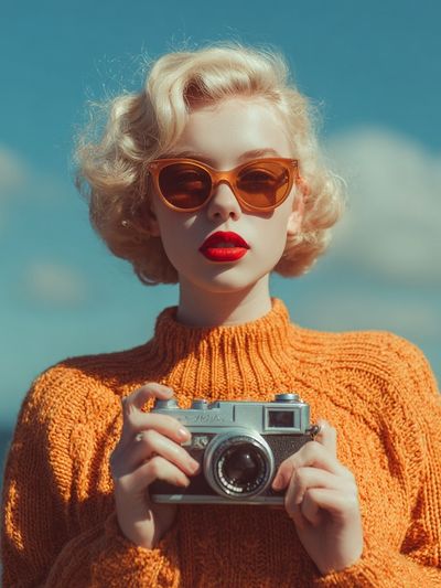 Retro Camera Portrait Photography Poster. poster print