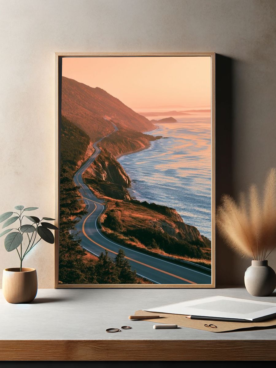 Coastal Sunset Roadscape Print. — room view 2
