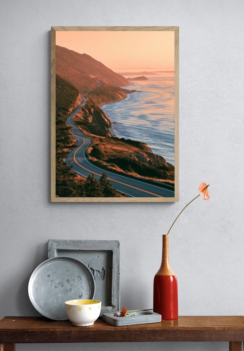 Coastal Sunset Roadscape Print. — room view 3