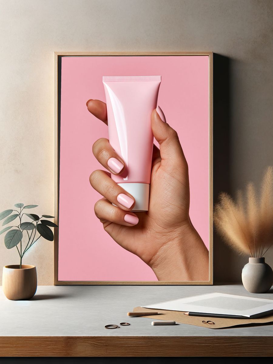 Pink Skincare Hand Photography Poster. — room view 2