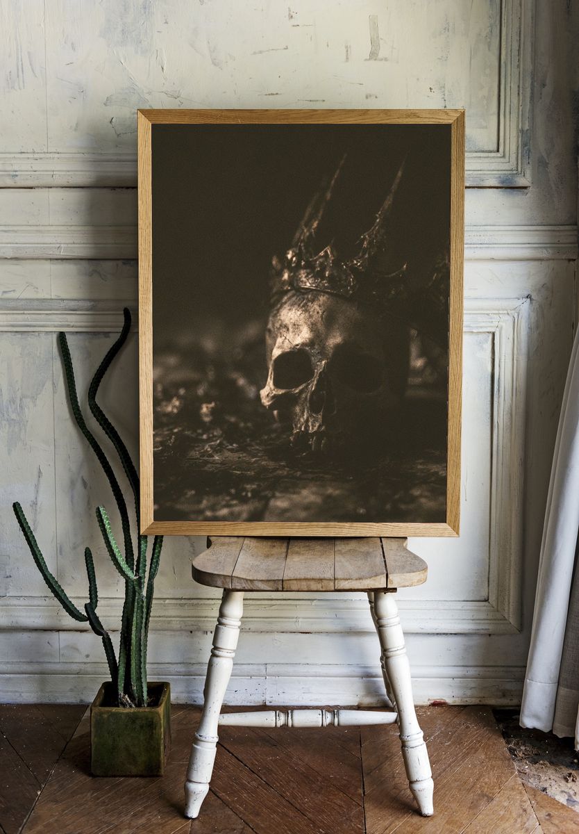 Crowned Skull Dark Photography Poster. — room view 1