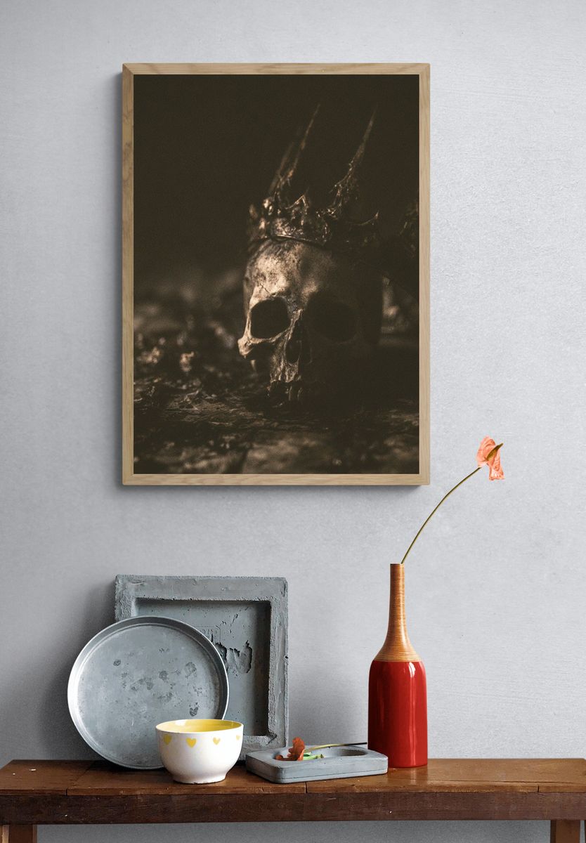 Crowned Skull Dark Photography Poster. — room view 3