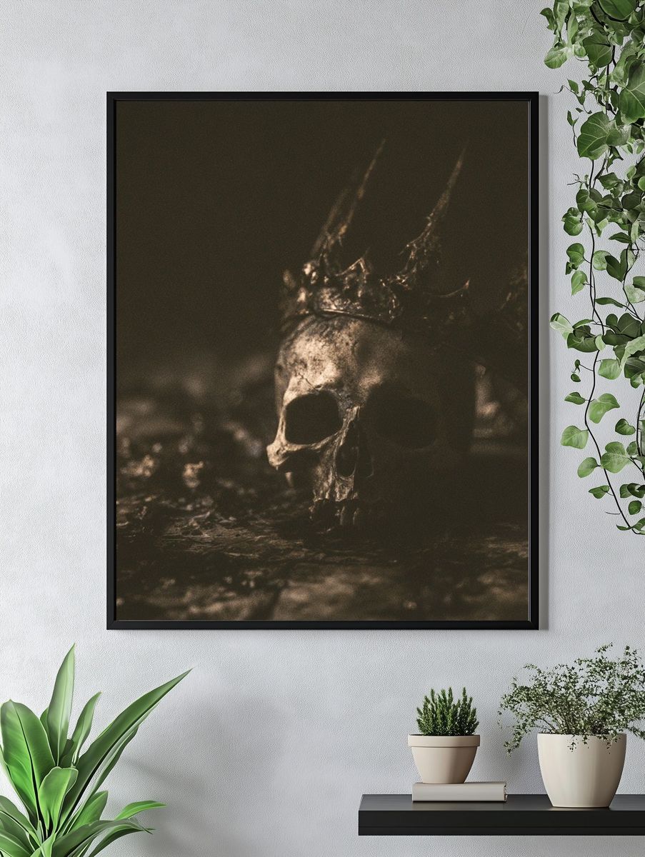 Crowned Skull Dark Photography Poster. — room view 4