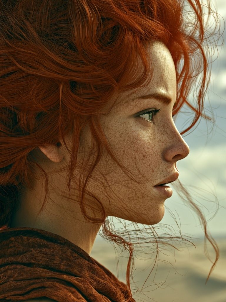 Red-Haired Woman Portrait Print. poster detail