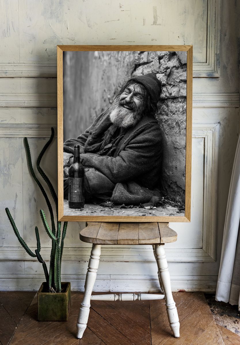 Smiling Street Portrait Print. room preview