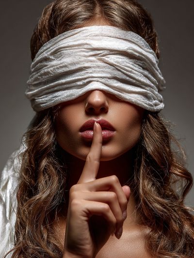Blindfolded Portrait Photography Poster. poster