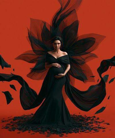 Crimson Veil Portrait Print.