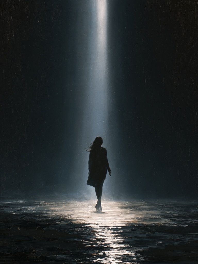 Silhouette in Rainlight Photography Poster. poster detail