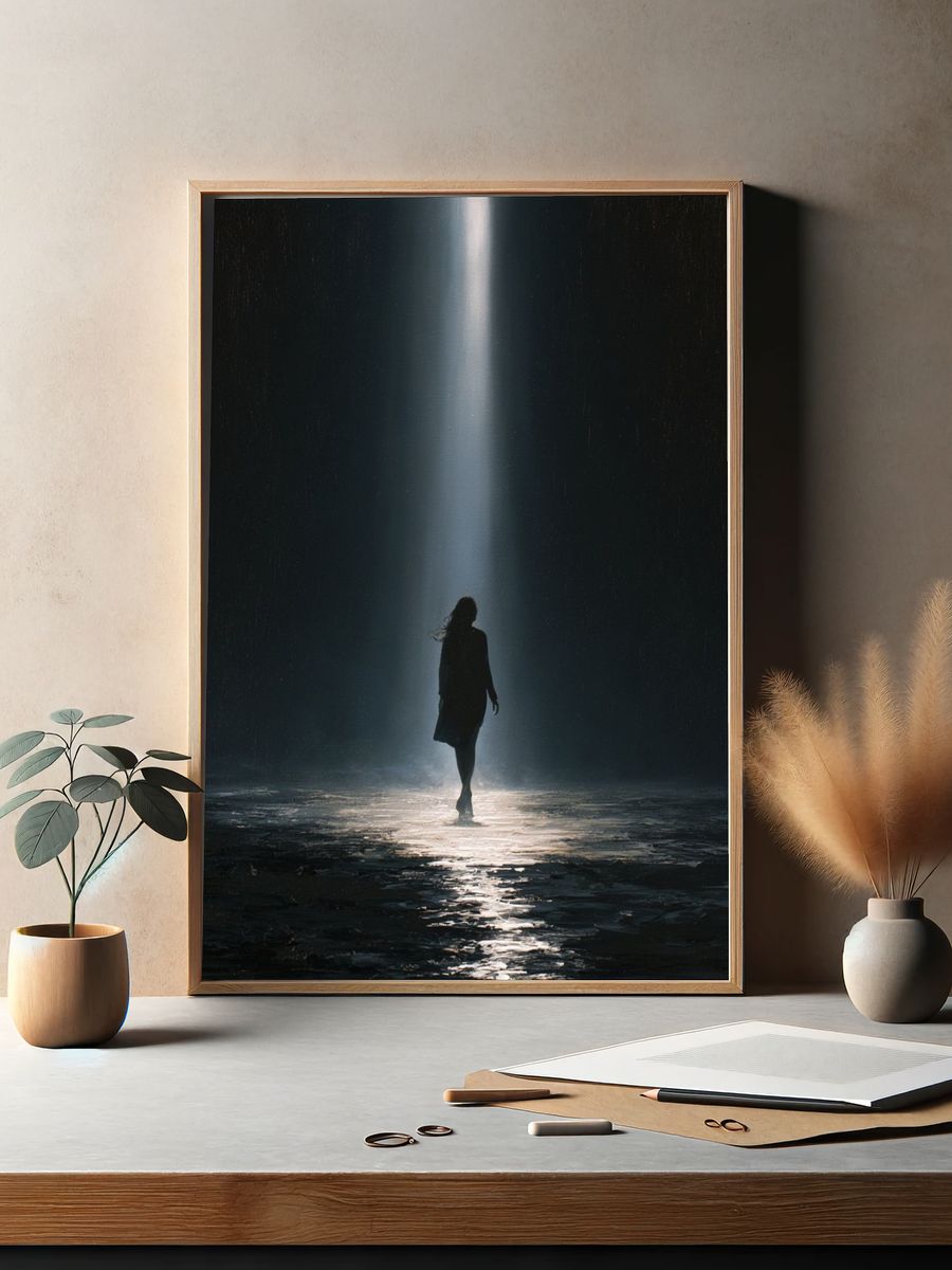 Silhouette in Rainlight Photography Poster. — room view 2