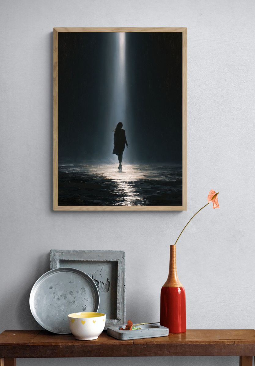 Silhouette in Rainlight Photography Poster. — room view 3
