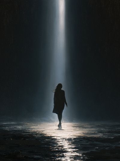 Silhouette in Rainlight Photography Poster.