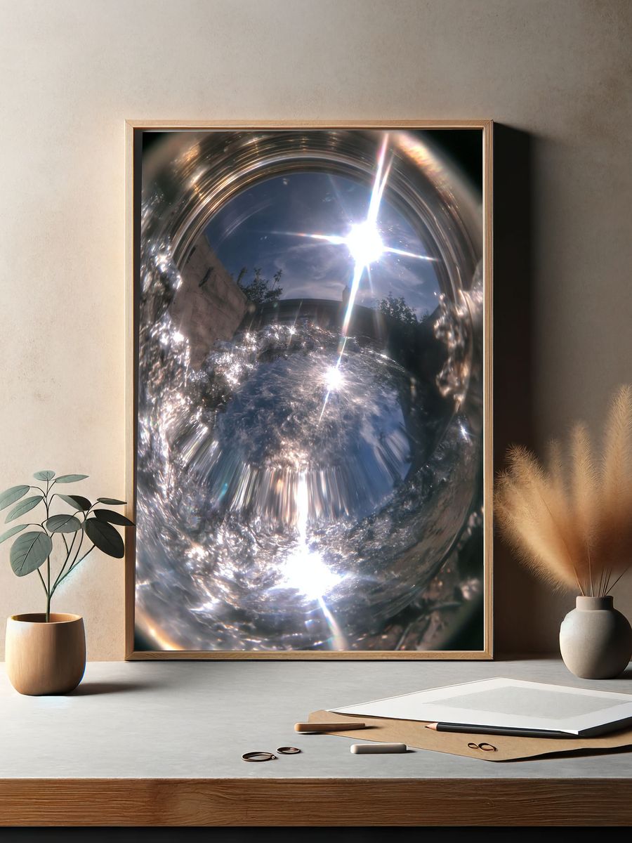 Sunlit Water Ripple Photography Poster. — room view 2