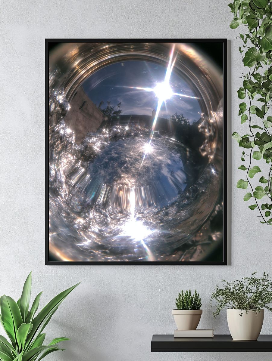 Sunlit Water Ripple Photography Poster. — room view 4