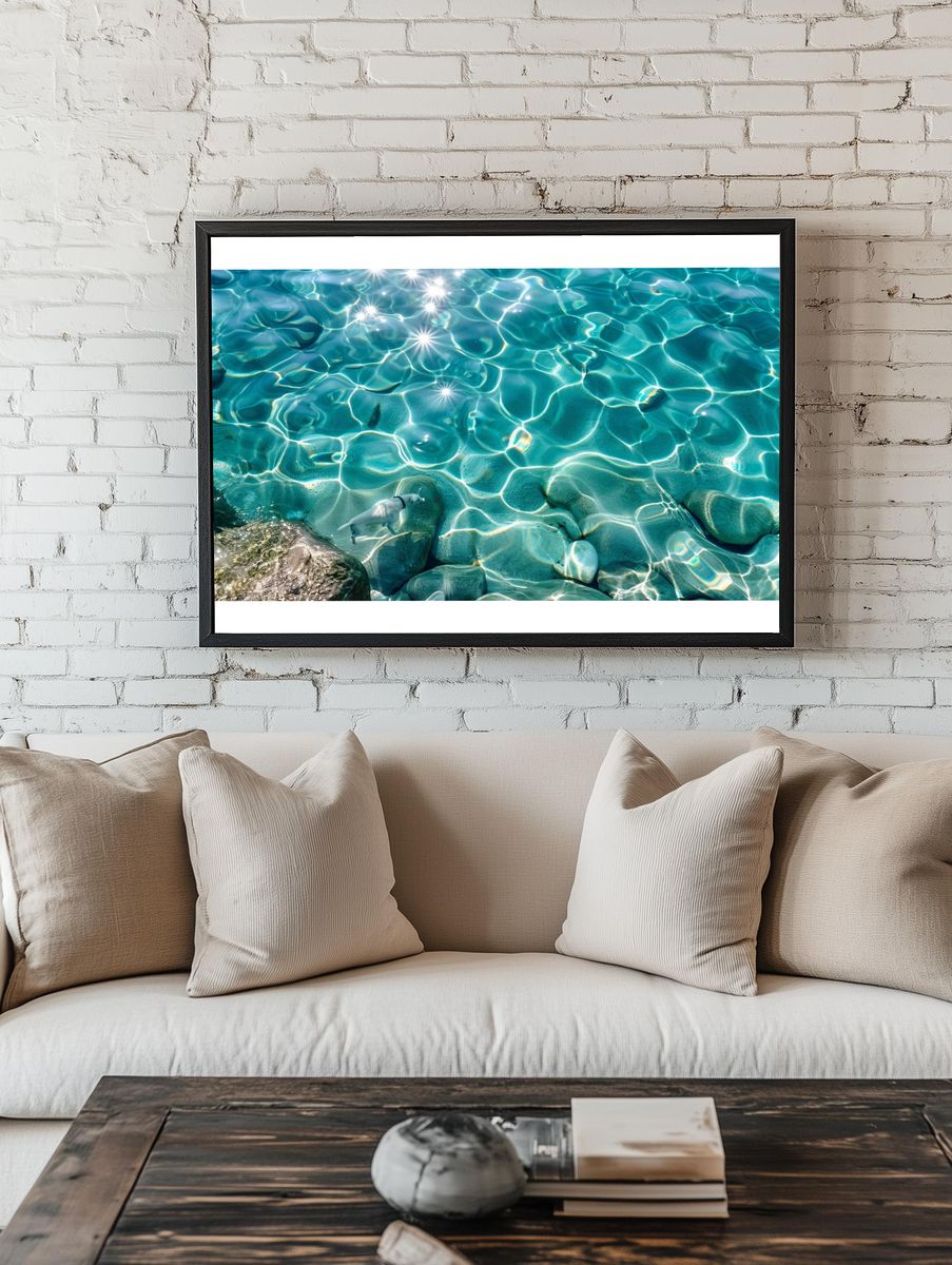 Turquoise Water Ripples Photography Poster. room preview