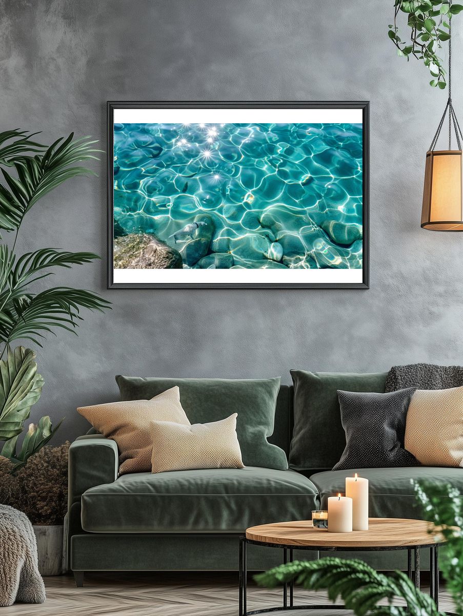 Turquoise Water Ripples Photography Poster. — room view 4