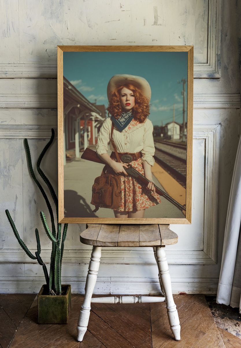 Cowgirl Portrait Photography Poster. — room view 1