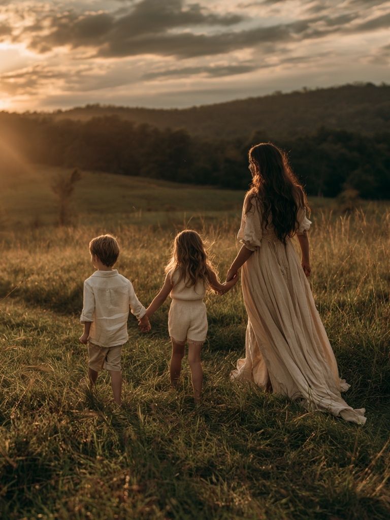Sunset Meadow Family Photography Poster. poster detail