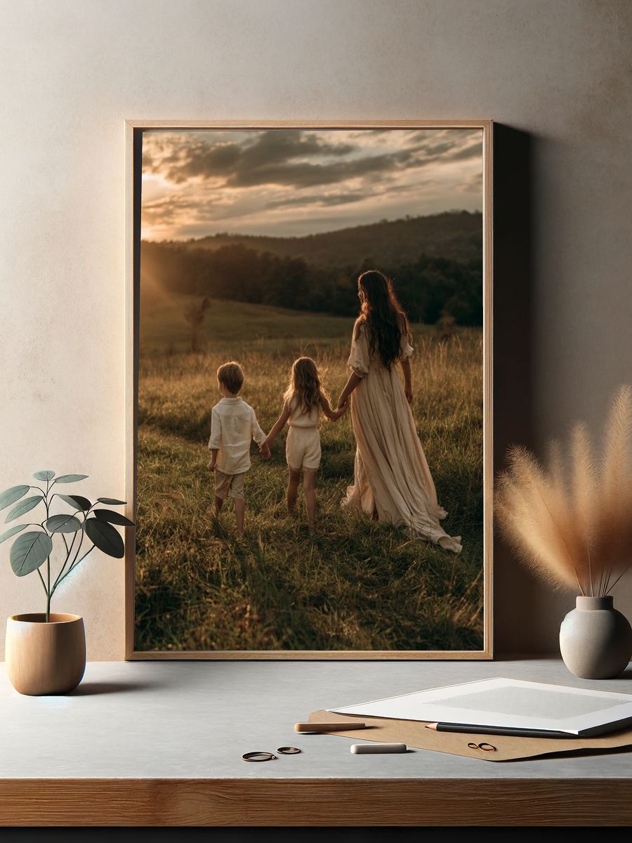 Sunset Meadow Family Photography Poster. — room view 2