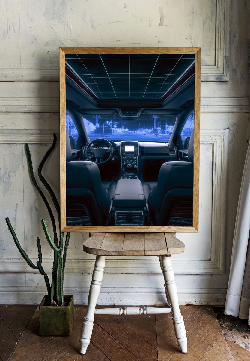 Neon Car Interior Photography Poster. — room view 1