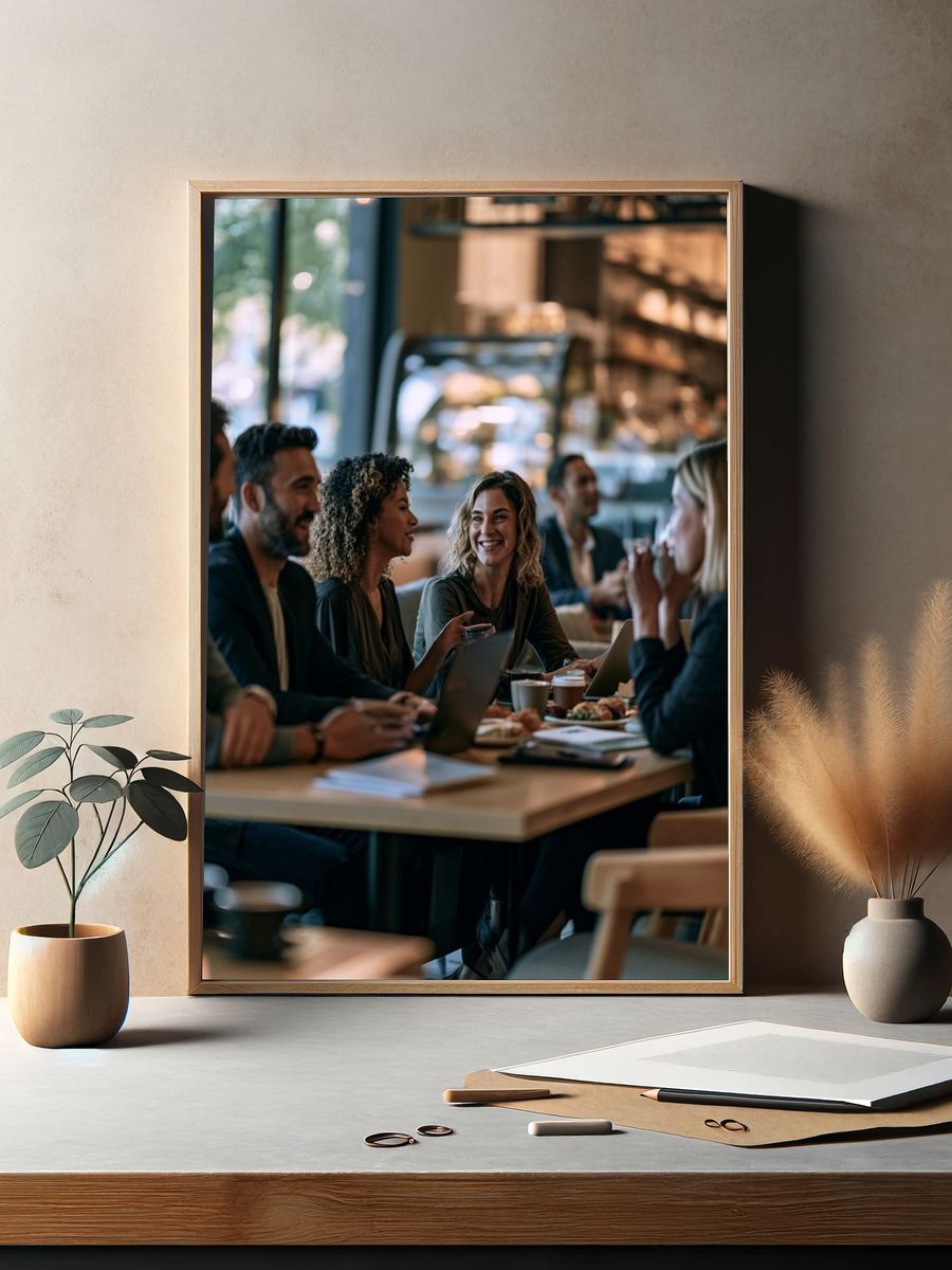 Café Conversation Photography Poster. — room view 2