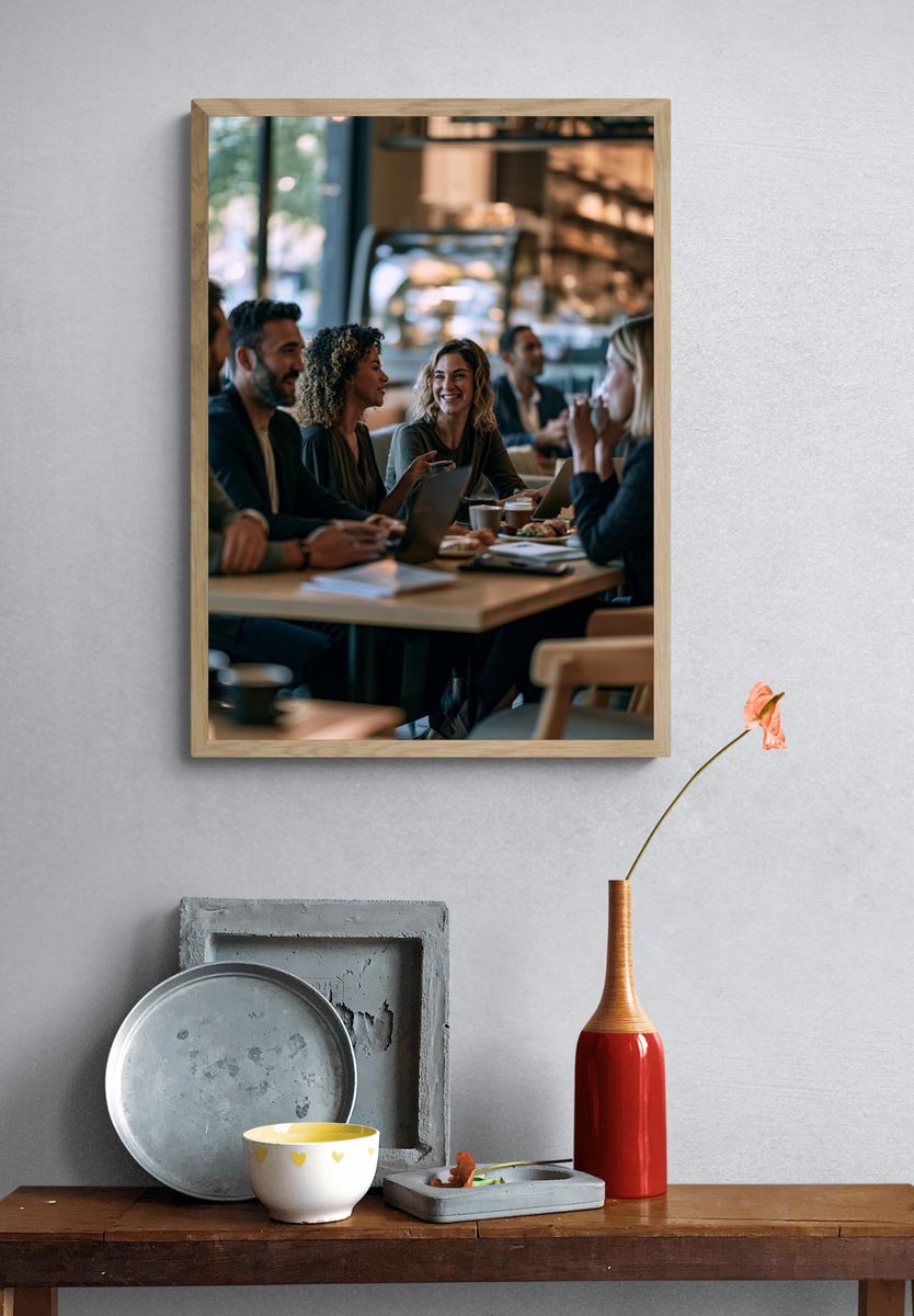 Café Conversation Photography Poster. — room view 3